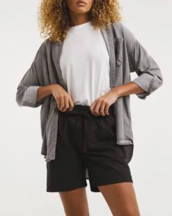 Black Linen Mix Shorts -Deals Stylo Vex Store x01zh114722w