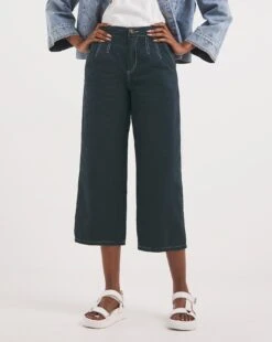 Navy Wide Leg Crop Trousers -Deals Stylo Vex Store y01fb306705w