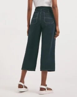 Navy Wide Leg Crop Trousers -Deals Stylo Vex Store y01fb306706w