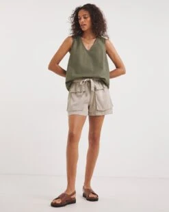 V Neck Linen Vest -Deals Stylo Vex Store y01fv483739w