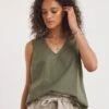 V Neck Linen Vest
