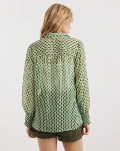 Sheer Shirred Shoulder Shirt -Deals Stylo Vex Store y01gp214719w