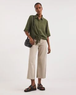 Cheesecloth Tie Front Shirt -Deals Stylo Vex Store y01gp235706w