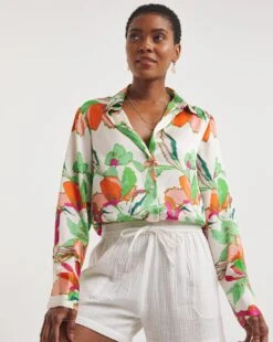 Printed Satin Shirt -Deals Stylo Vex Store y01gp461746w