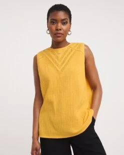 Cheesecloth Lace Insert Vest -Deals Stylo Vex Store y01gp480752w