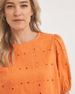 Puff Sleeve Broderie Top -Deals Stylo Vex Store y01gp537731w