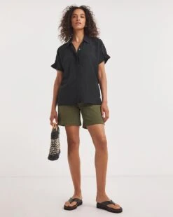 Linen Relaxed Grown On Sleeve Shirt -Deals Stylo Vex Store y01gp964739w