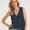 Navy V Neck Linen Vest -Deals Stylo Vex Store y01gp970729w