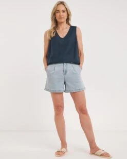 Navy V Neck Linen Vest -Deals Stylo Vex Store y01gp970730w