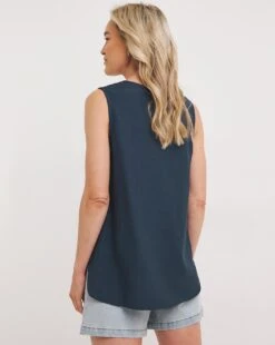 Navy V Neck Linen Vest -Deals Stylo Vex Store y01gp970732w