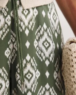 Khaki Print Pull On Wide Leg Trousers -Deals Stylo Vex Store y01gz360736w