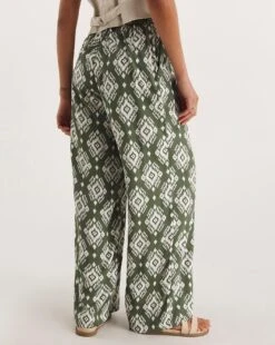 Khaki Print Pull On Wide Leg Trousers -Deals Stylo Vex Store y01gz360738w