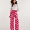 Pink Print Crinkle Wide Leg Trousers -Deals Stylo Vex Store y01gz368736w