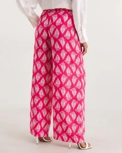 Pink Print Crinkle Wide Leg Trousers -Deals Stylo Vex Store y01gz368739w