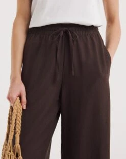 Chocolate Linen Mix Wide Leg Trousers -Deals Stylo Vex Store y01gz419721w