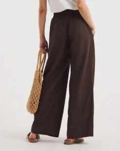 Chocolate Linen Mix Wide Leg Trousers -Deals Stylo Vex Store y01gz419722w