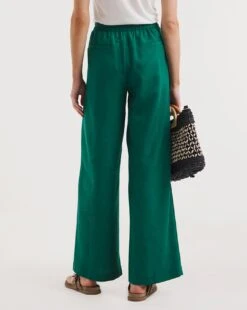 Evergreen Linen Mix Wide Leg Trousers -Deals Stylo Vex Store y01gz423722w