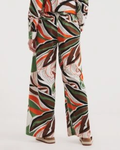 Tropical Print Linen Wide Leg Trousers -Deals Stylo Vex Store y01gz431731w
