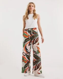 Tropical Print Linen Wide Leg Trousers -Deals Stylo Vex Store y01gz431732w