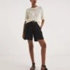 Black Textured Belted City Shorts -Deals Stylo Vex Store y01gz599725w