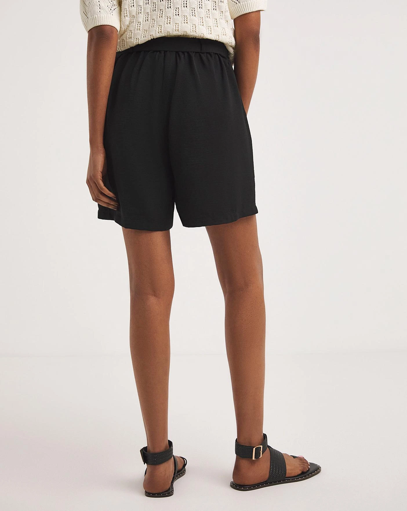 Black Textured Belted City Shorts 4 Black Textured Belted City Shorts - Image 2