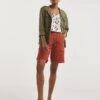 Rust Soft Stretch Cargo Detail Shorts -Deals Stylo Vex Store y01gz605721w