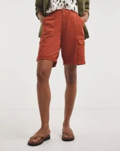 Rust Soft Stretch Cargo Detail Shorts -Deals Stylo Vex Store y01gz605722w
