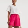Pink Linen Mix Pleat Detail Shorts -Deals Stylo Vex Store y01gz612745w