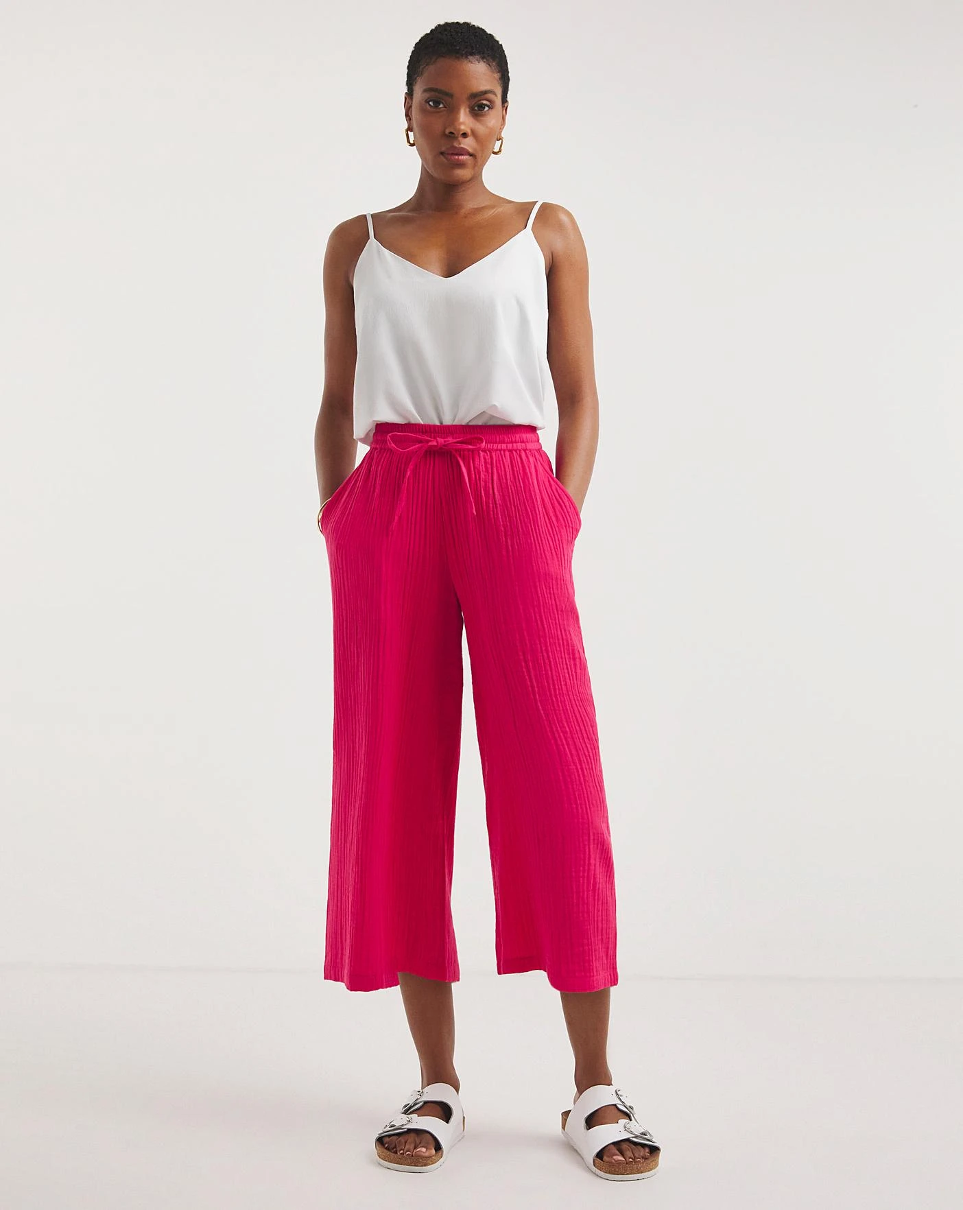Watermelon Pink Soft Cotton Culottes 6 Watermelon Pink Soft Cotton Culottes - Image 4