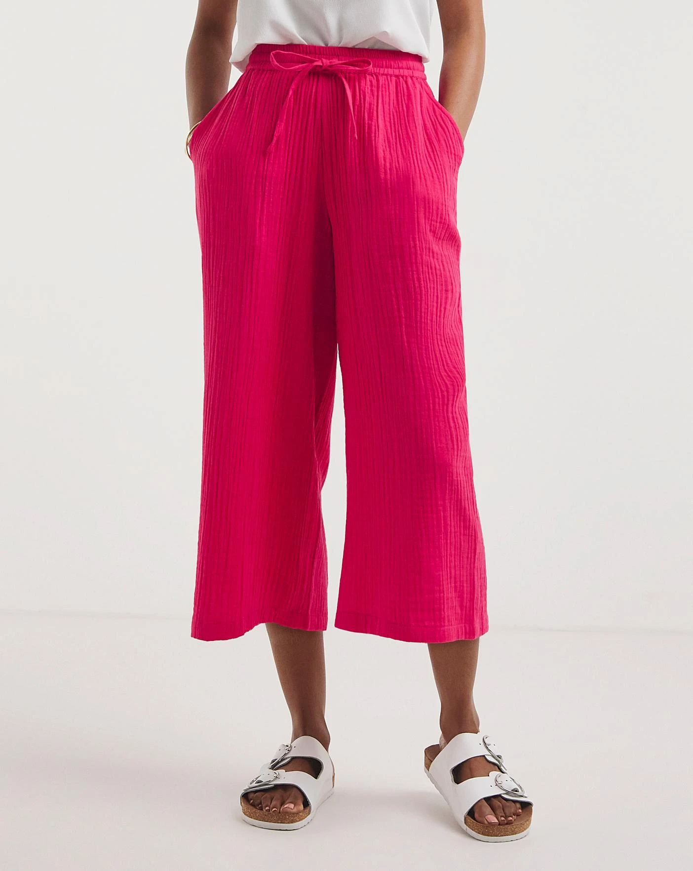 Watermelon Pink Soft Cotton Culottes 4 Watermelon Pink Soft Cotton Culottes - Image 2