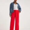 Raspberry Crinkle Wide Leg Trousers