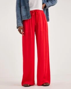Raspberry Crinkle Wide Leg Trousers -Deals Stylo Vex Store y01gz717720w