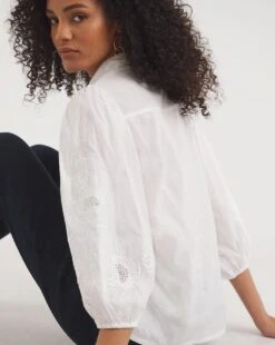 Broderie Sleeve Shirt -Deals Stylo Vex Store y01tu769748w