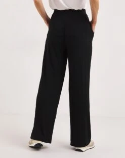 Black Stretch Jersey Wide Leg Trousers -Deals Stylo Vex Store y01zh185737w