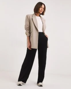 Black Stretch Jersey Wide Leg Trousers