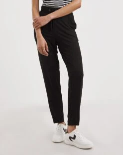 Black Tie Waist Jersey Tapered Trousers -Deals Stylo Vex Store y01zh188751w