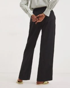 Black Linen Mix Straight Leg Trousers -Deals Stylo Vex Store y01zh189748w