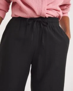 Black Linen Mix Wide Leg Trousers -Deals Stylo Vex Store y01zh210747w