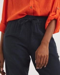 Navy Linen Mix Tapered Trousers -Deals Stylo Vex Store y01zh219747w