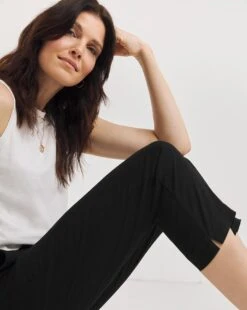 Black Stretch Chino Cropped Trousers -Deals Stylo Vex Store y01zh393731w