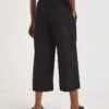 Black Linen Mix Wide Leg Culottes