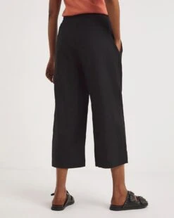 Black Linen Mix Wide Leg Culottes