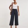 Navy Linen Mix Wide Leg Culottes -Deals Stylo Vex Store y01zh461804w