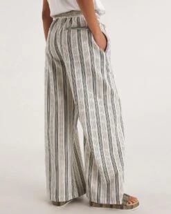 Yarn Dyed Stripe Linen Wide Leg Trousers -Deals Stylo Vex Store y01zh879736w