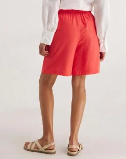 Coral Linen Mix Knee Length Shorts -Deals Stylo Vex Store y01zh955738w