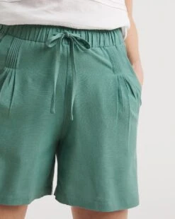 Misty Blue Linen Mix Pleat Detail Shorts 8 Misty Blue Linen Mix Pleat Detail Shorts -Deals Stylo Vex Store y01zh957720w