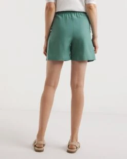 Misty Blue Linen Mix Pleat Detail Shorts 7 Misty Blue Linen Mix Pleat Detail Shorts -Deals Stylo Vex Store y01zh957721w