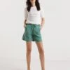 Misty Blue Linen Mix Pleat Detail Shorts