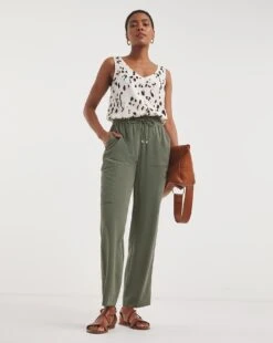 Khaki Premium Soft Pull On Cargo Trouser