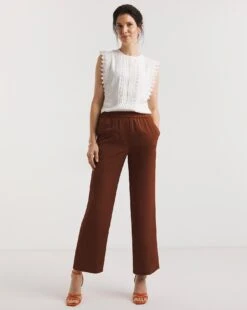 Cognac Wide Leg Trousers -Deals Stylo Vex Store y01zv901733w